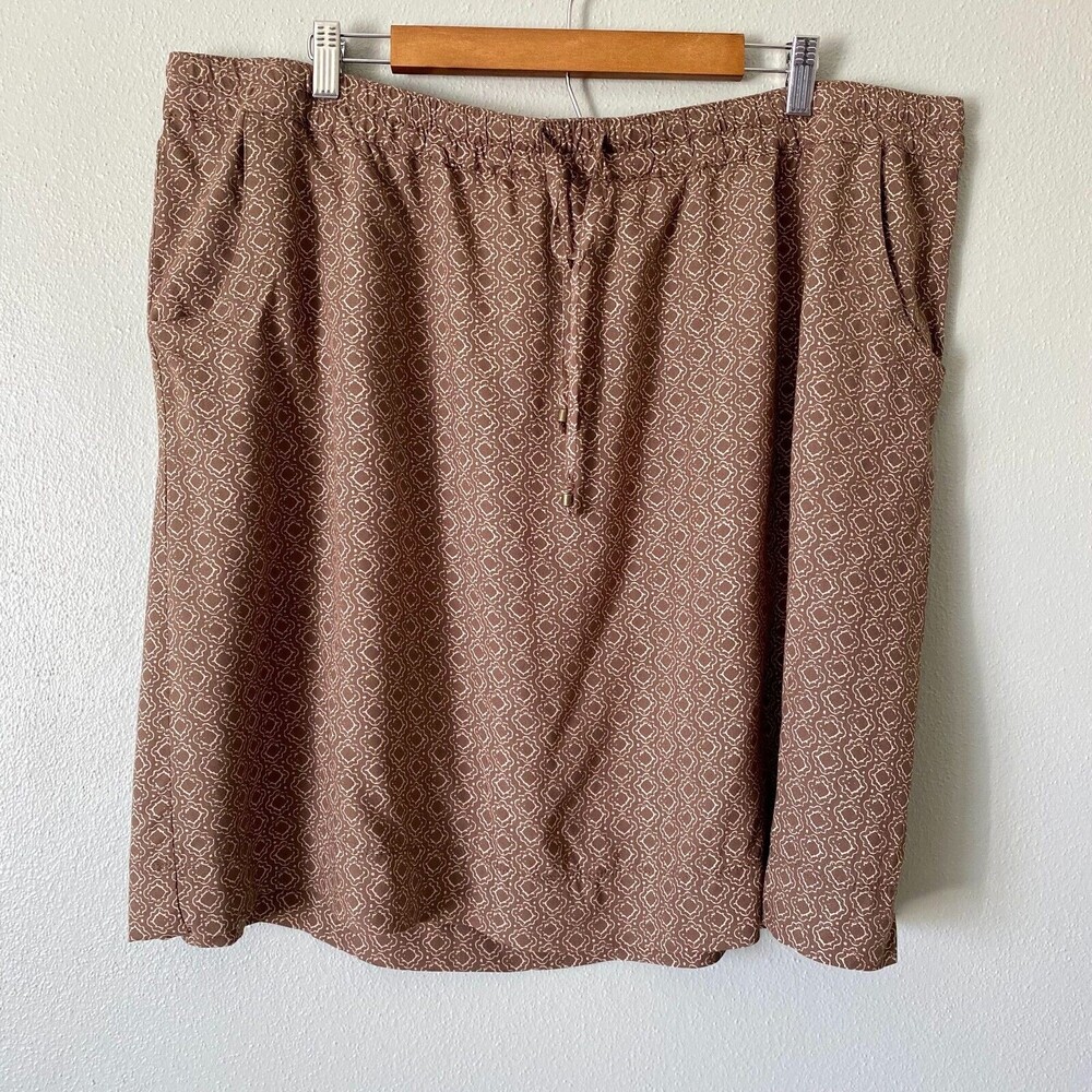 Eddie Bauer Sepia Brown Geometric Drawstring A-line Mini Skirt Women's 3X